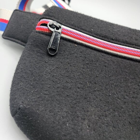 Vintage Champion Soft Belt Bag Black Fanny Pack Padded Striped - Picture 3 of 15